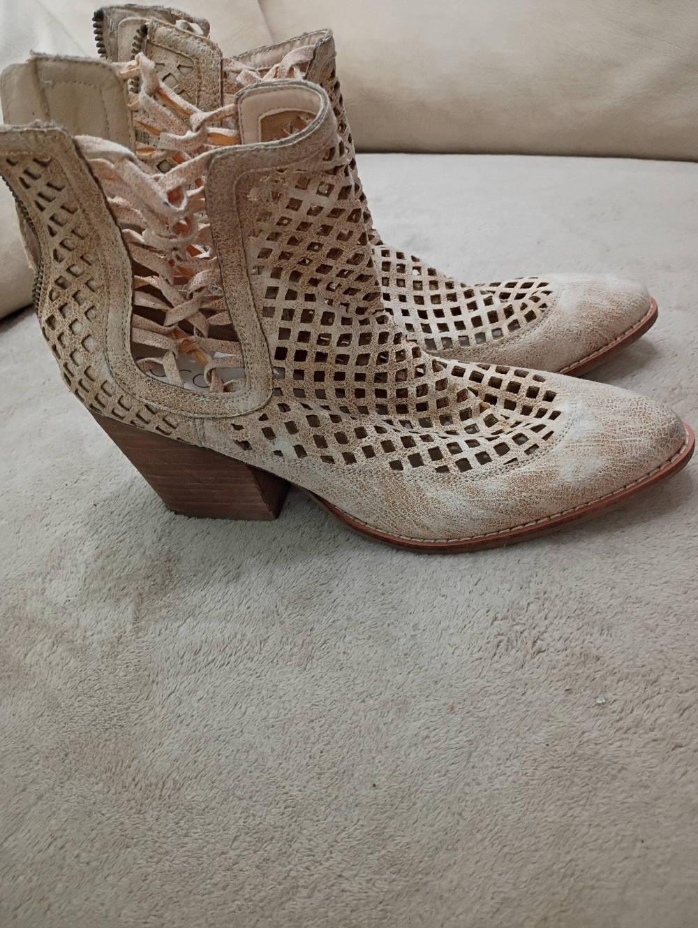Coconuts by Matisse Cream Laser-Cut Ankle Booties - Picture 2 of 10